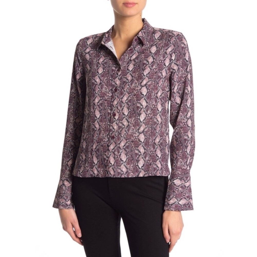 Equipment Huntley Snake Print Button Down Shirt Tawny Port Multi Size M